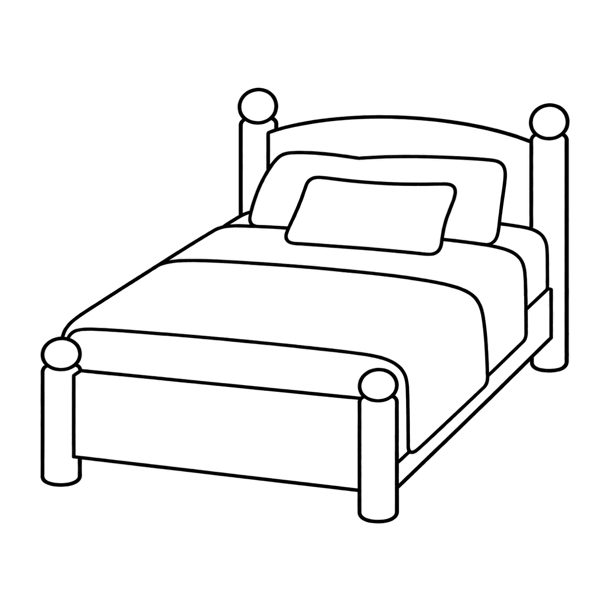 ベッドのぬりえ用線画