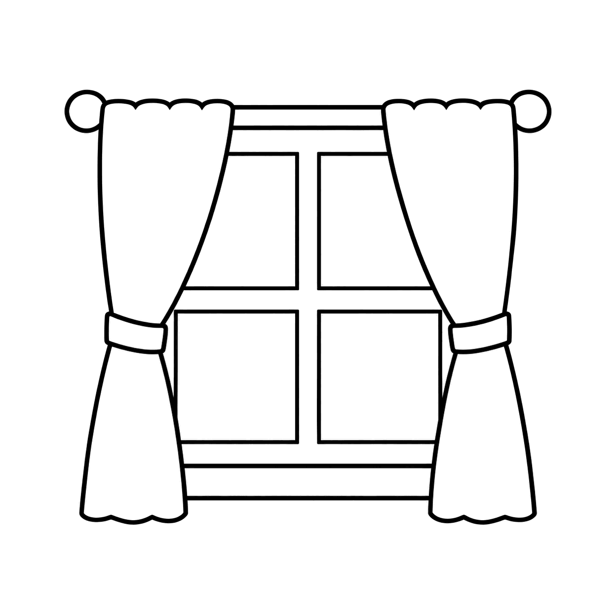 カーテンのぬりえ用線画