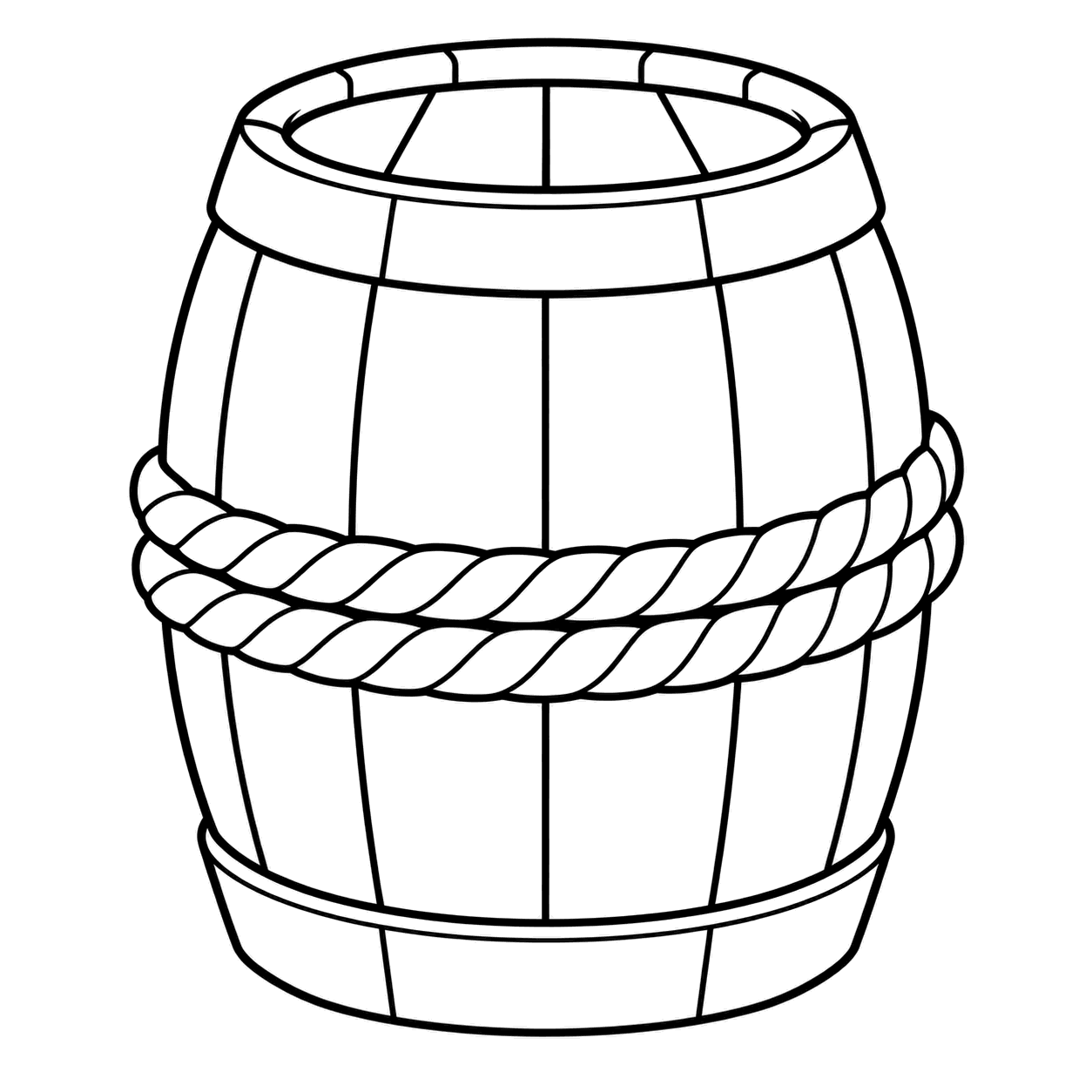 木の樽のぬりえ用線画
