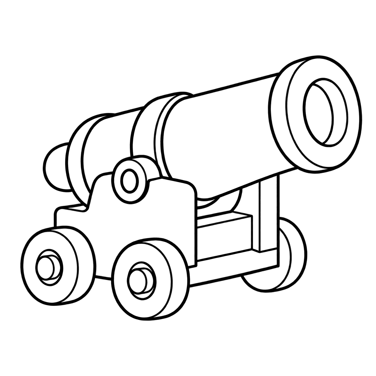 大砲のぬりえ用線画