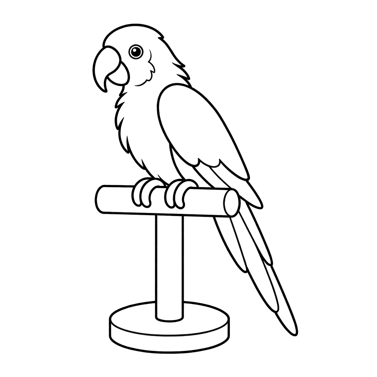 止まり木のオウムのぬりえ用線画