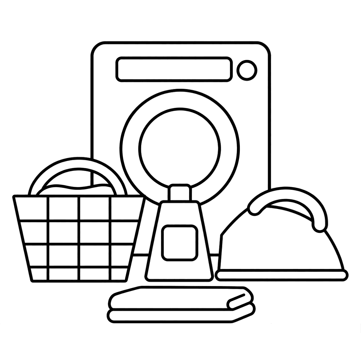 洗濯家事セットのぬりえ用線画