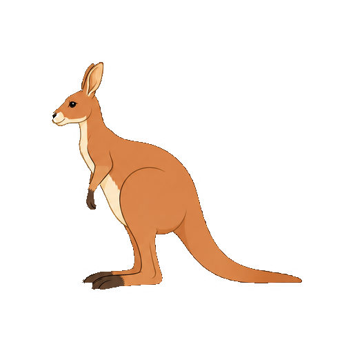 横向きで自然に立つカンガルーの全身イラスト