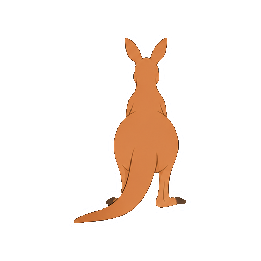 長い尾が見えるカンガルーの後ろ姿の全身イラスト
