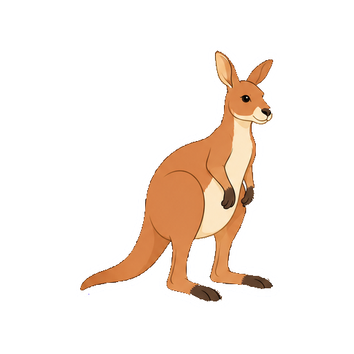 斜め向きで立つカンガルーの全身イラスト