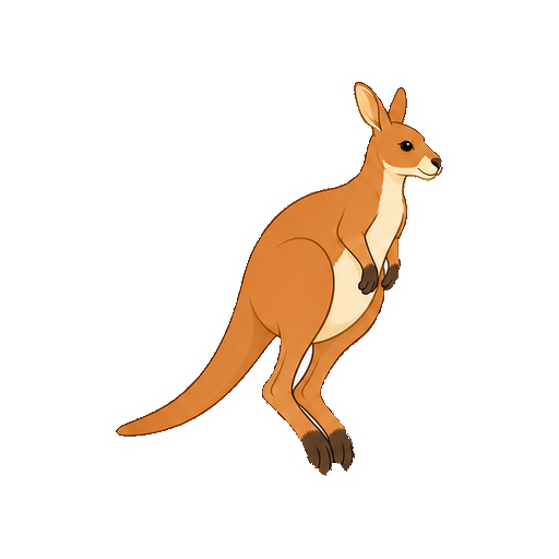 両後脚をそろえてゆっくり跳ぶカンガルーの全身イラスト