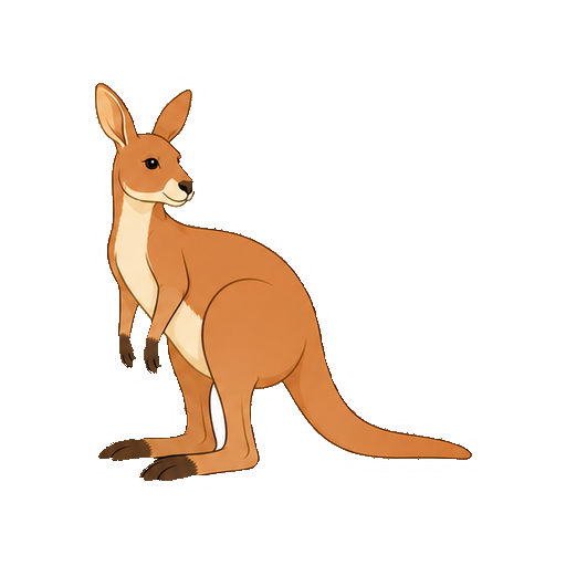 大きな耳を立てて周囲を見るカンガルーの全身イラスト