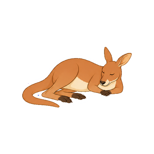 横向きに寝そべって休むカンガルーの全身イラスト