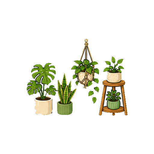 文字や顔がない観葉植物セットのアイコン