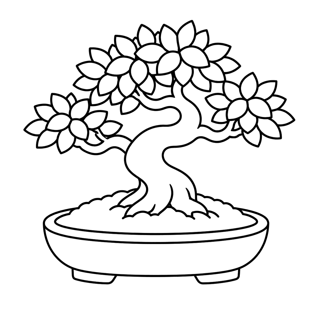 ミニ盆栽のぬりえ用線画