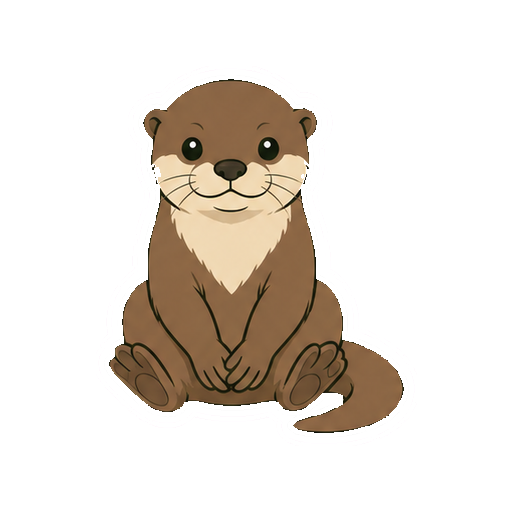 正面を向いて座るカワウソの全身イラスト