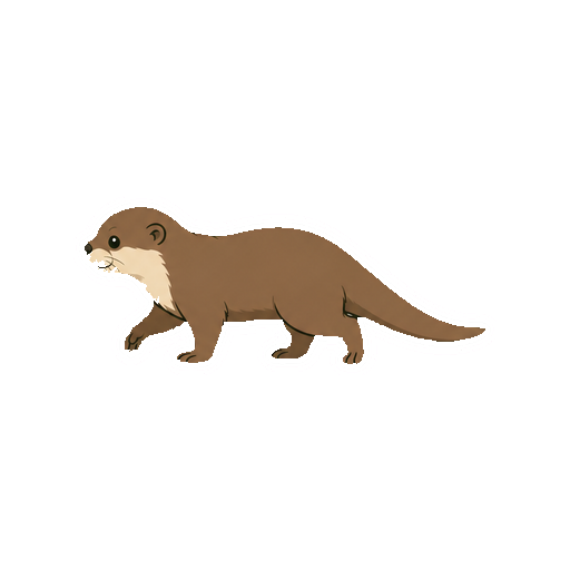 横向きで歩くカワウソの全身イラスト