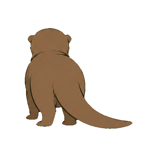 長い尾がよく見えるカワウソの後ろ姿の全身イラスト