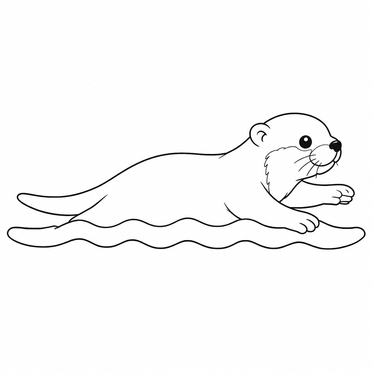 水面を泳ぐカワウソのぬりえ用線画