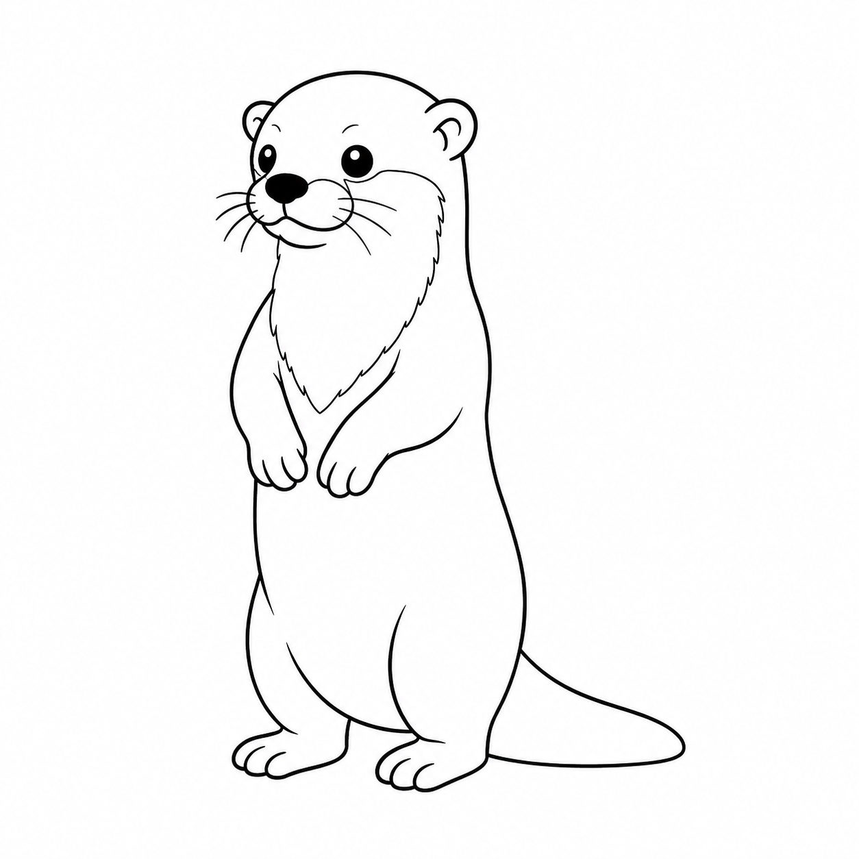 後ろ足で立ち上がるカワウソのぬりえ用線画