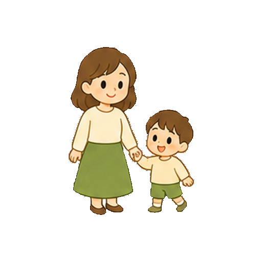 文字やロゴがない手をつなぐ親子のアイコン