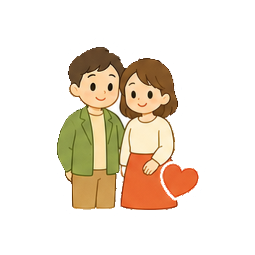 文字やロゴがない並んで立つ夫婦のアイコン