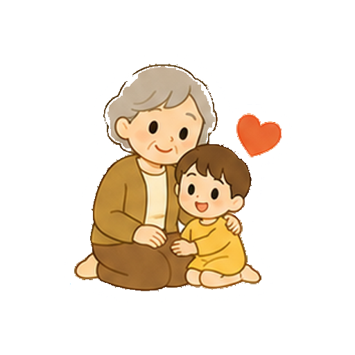 文字やロゴがない祖父母と孫のアイコン
