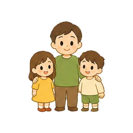 文字やロゴがない親と二人の子どものアイコン