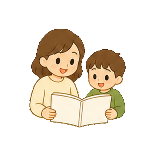 文字がない絵本を読む家族のアイコン