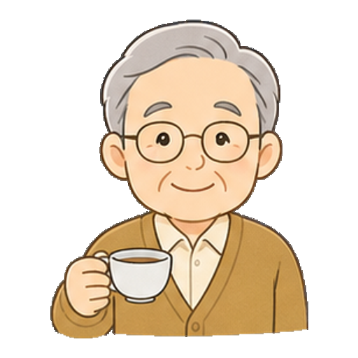 文字なしの湯のみを持つおじいちゃんのアイコン