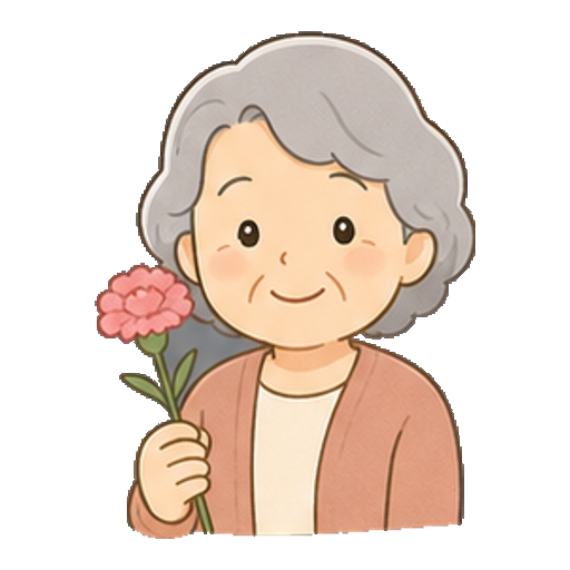 一輪の花を持つおばあちゃんのアイコン