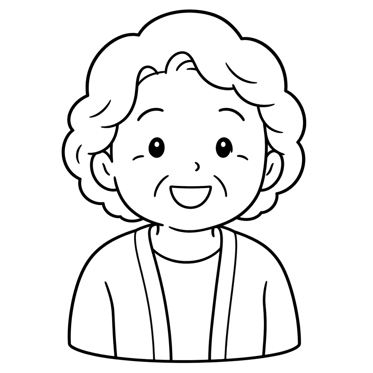 笑顔のおばあちゃんのぬりえ用線画
