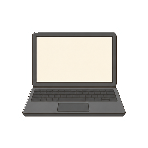 ロゴや画面表示や文字がないノートパソコンアイコン
