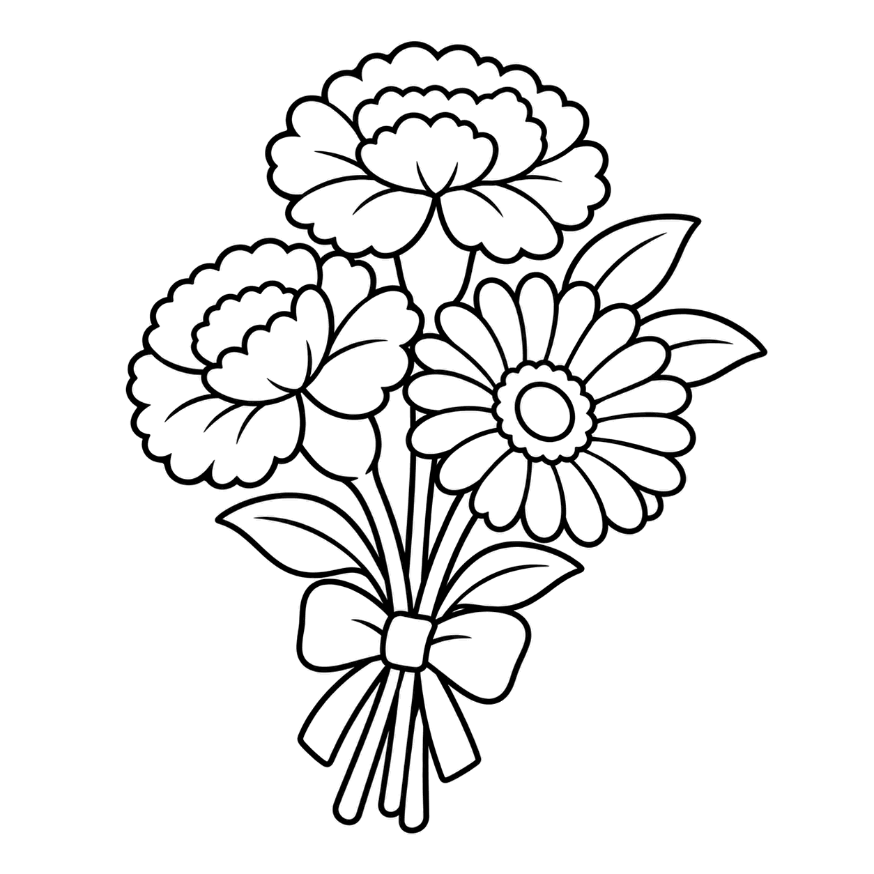 小さな花束のぬり絵用線画