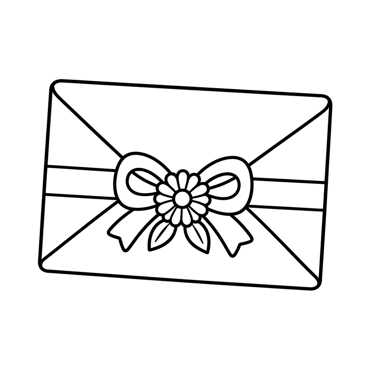 白紙の封筒のぬり絵用線画