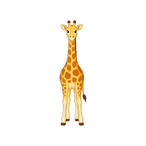正面を向いて立つキリンの全身イラスト