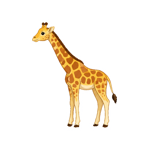 横向きで立つキリンの全身イラスト