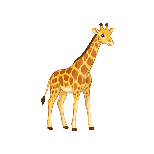 斜め向きで立つキリンの全身イラスト