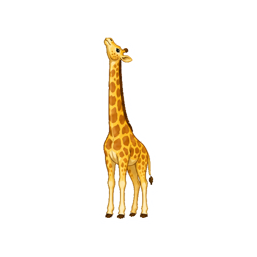 長い首を高く伸ばすキリンの全身イラスト