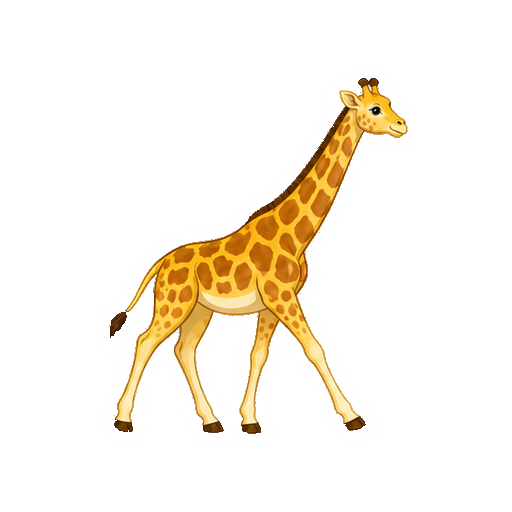 ゆっくり歩くキリンの全身イラスト
