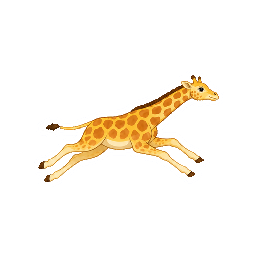 脚を大きく伸ばして走るキリンの全身イラスト