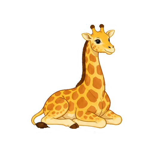 脚を折って伏せるキリンの全身イラスト
