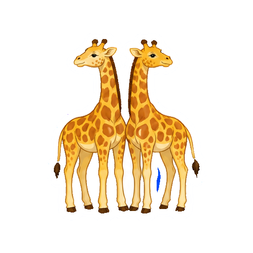 2頭で並んで立つキリンの全身イラスト