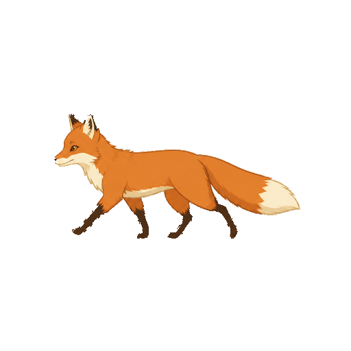 横向きで歩くきつねの全身イラスト