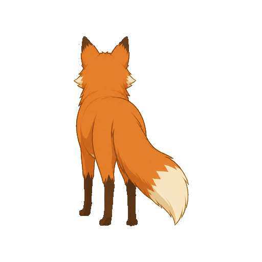 大きな尾が見えるきつねの後ろ姿の全身イラスト