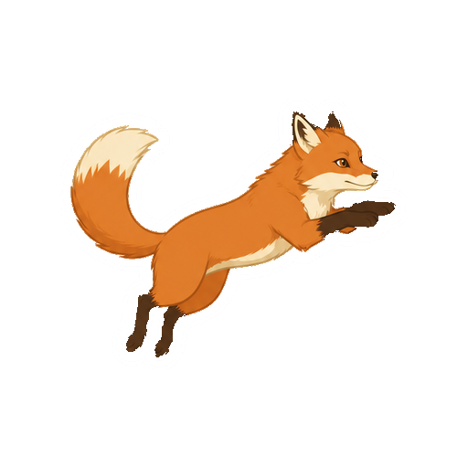 前方へ跳び上がるきつねの全身イラスト
