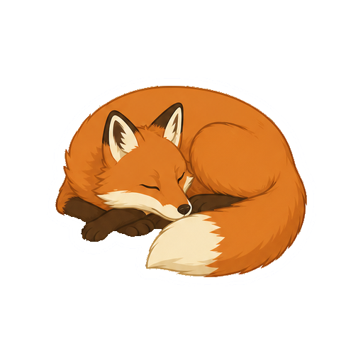体を丸めて眠るきつねの全身イラスト