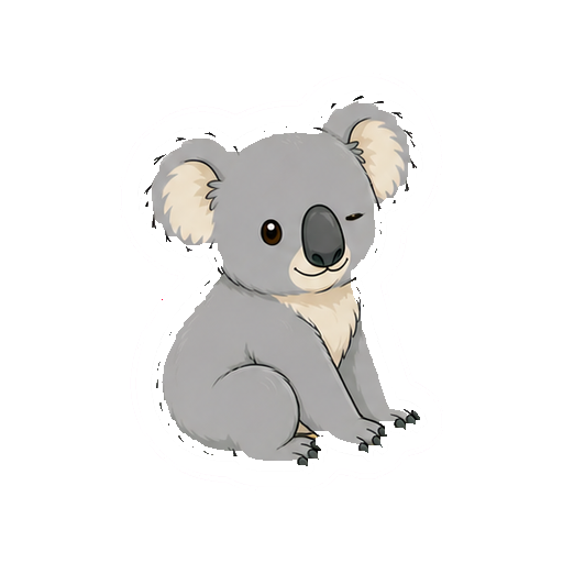 小さな子コアラが斜め向きで座る全身イラスト