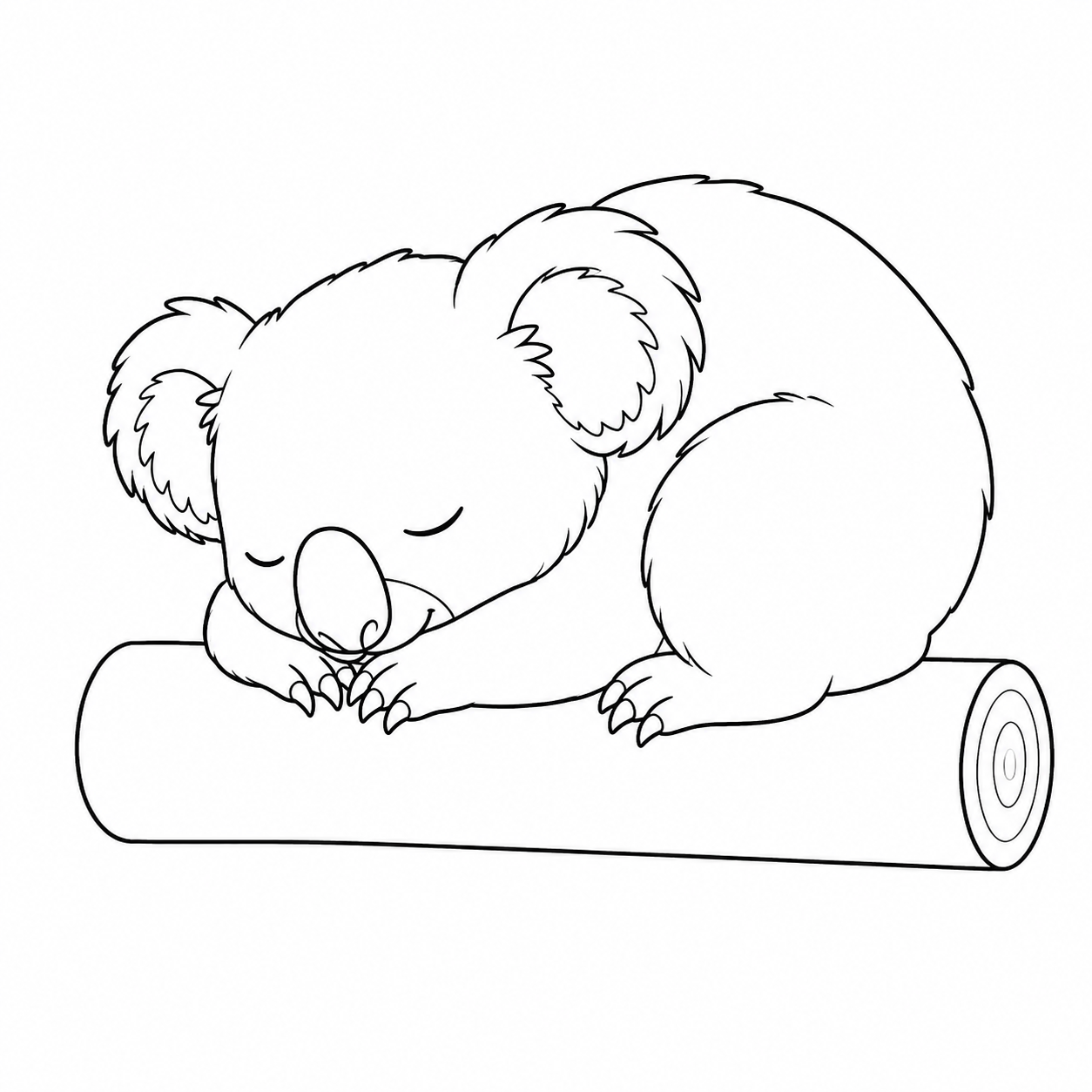 枝で丸くなって眠るコアラのぬりえ用線画