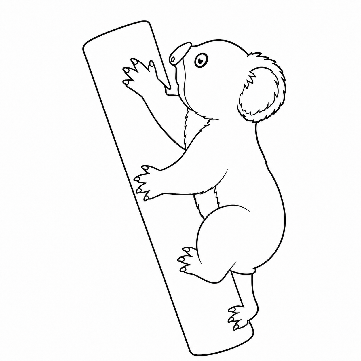 木の幹を登るコアラのぬりえ用線画