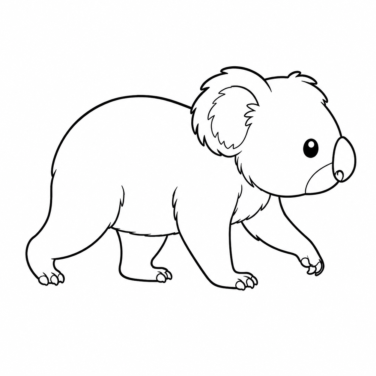 地面をゆっくり歩くコアラのぬり絵用線画