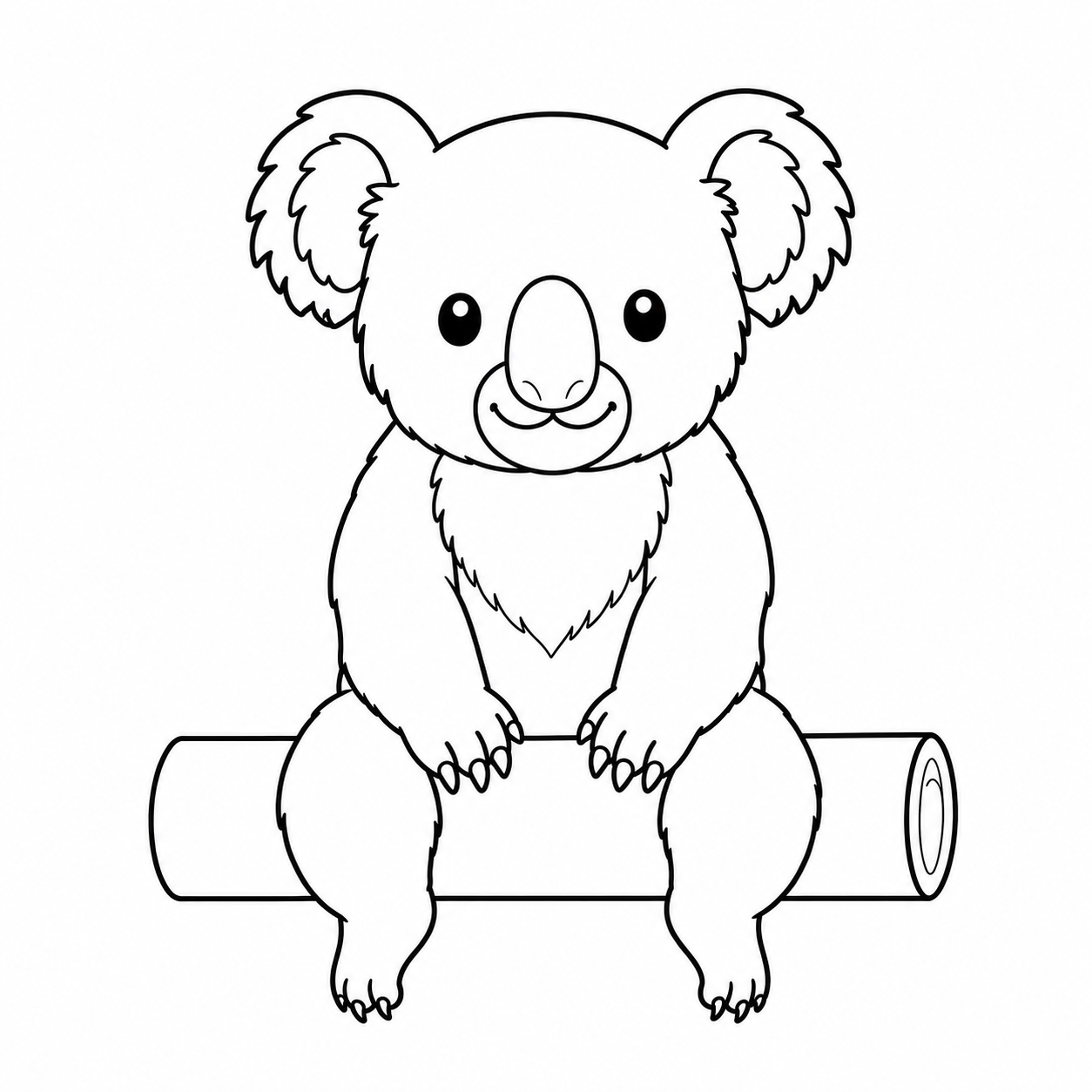 枝に腰掛けるコアラのぬりえ用線画