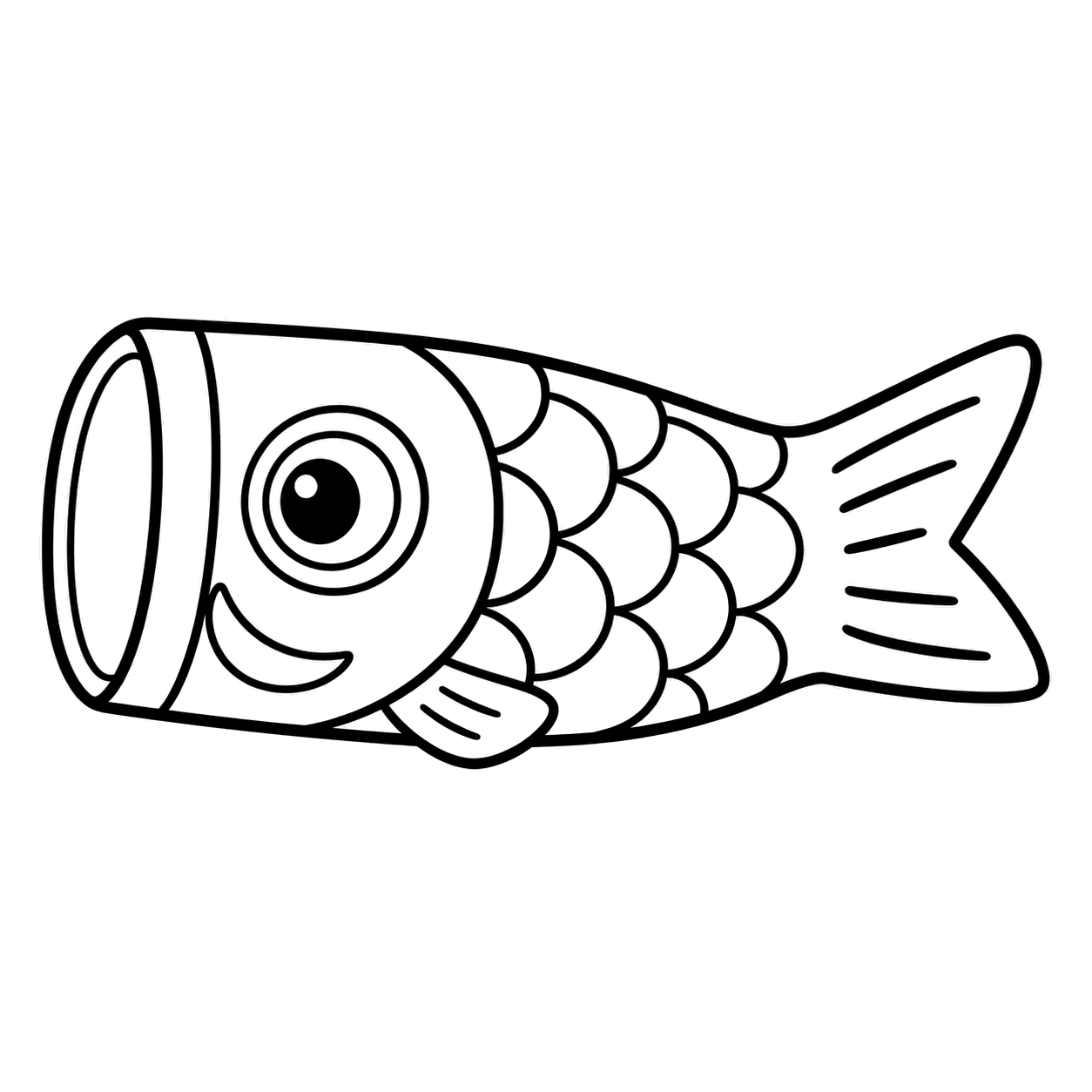 赤いこいのぼりのぬりえ用線画