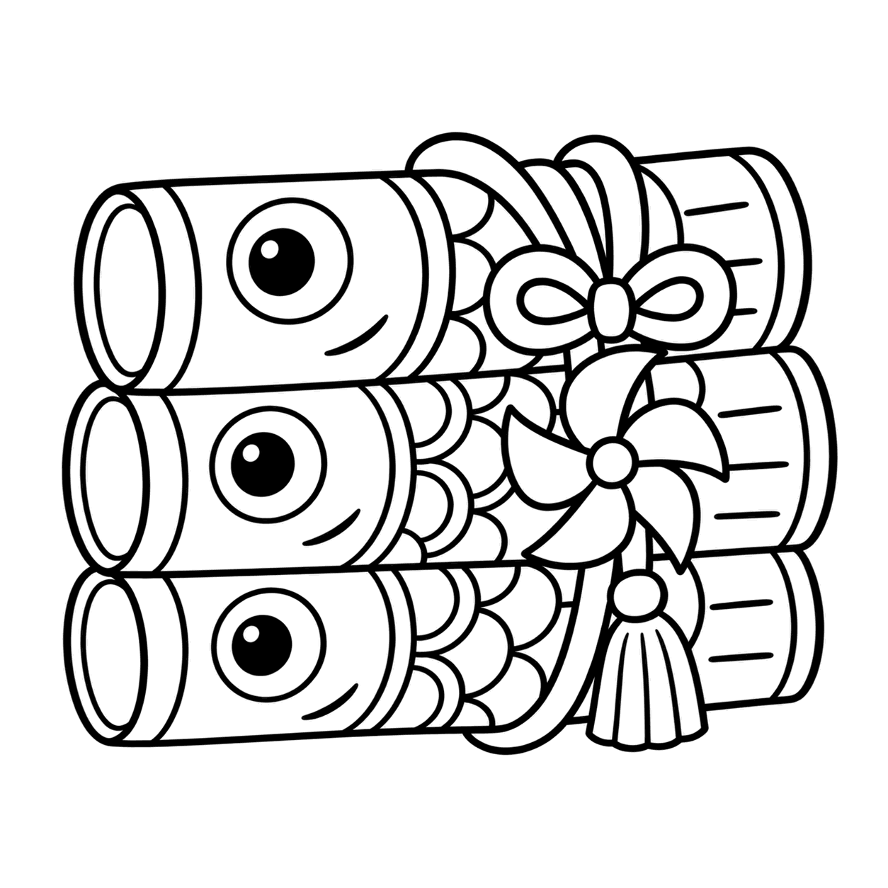 たたんだこいのぼりのぬりえ用線画