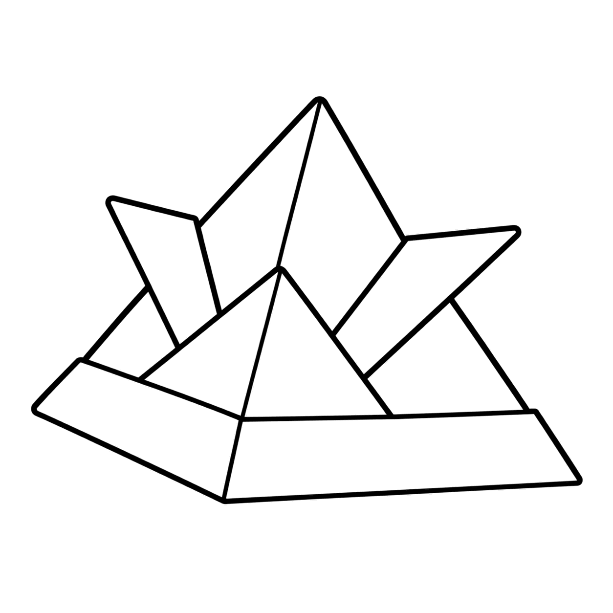 折り紙の兜のぬり絵用線画